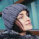 Объемная теплая шапка с отворотом ледяного серого цвета, Шапки, Москва,  Фото №1