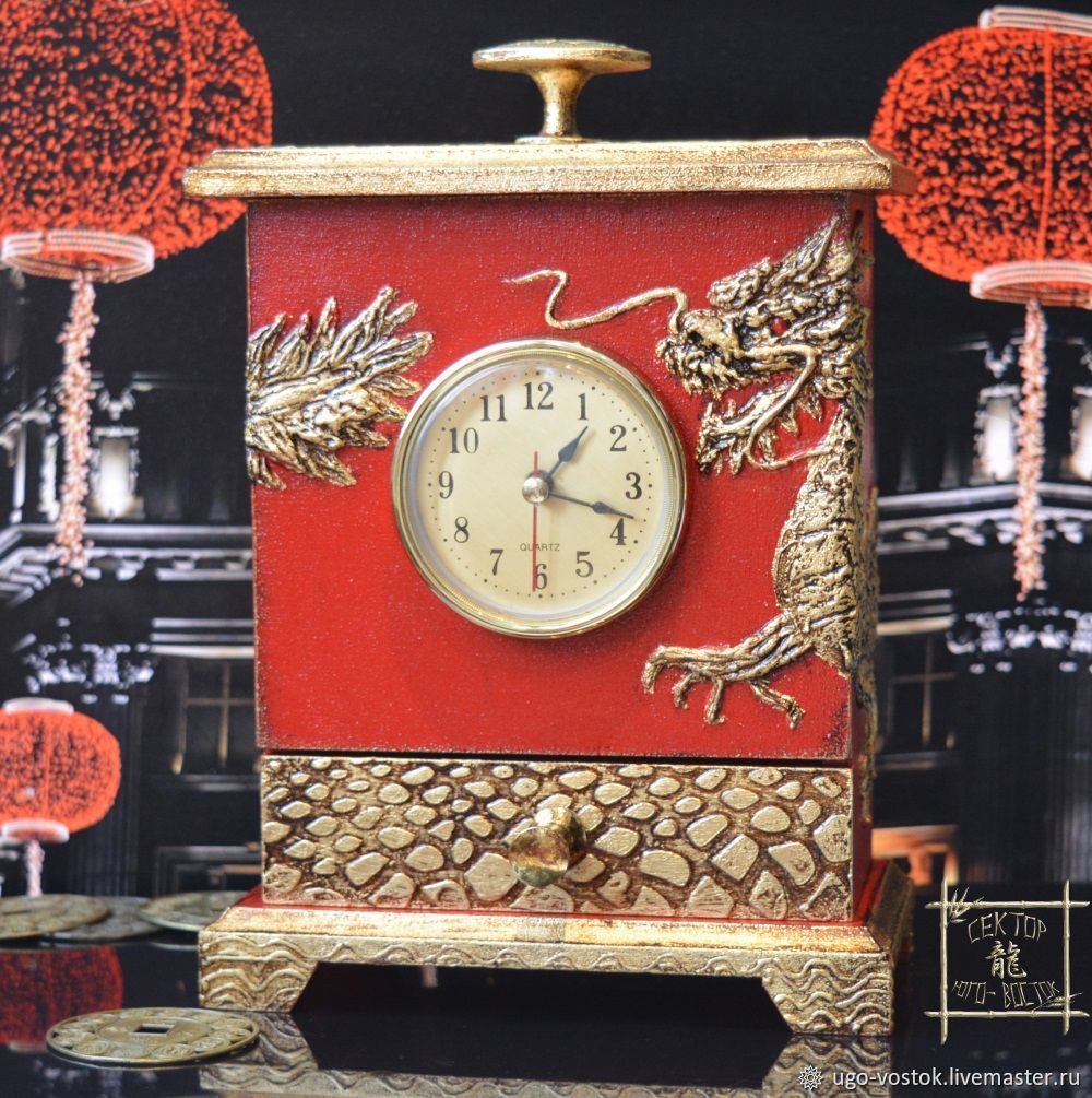 Table clock with Dragon Feng Shui Gifts Feng Shui shop online on