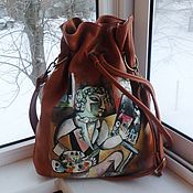 Сумки и аксессуары handmade. Livemaster - original item Bag leather bag double-sided with painting for Veronica.. Handmade.