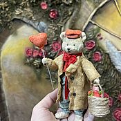 Куклы и игрушки handmade. Livemaster - original item Cotton wool toy Bear with a heart. Handmade.