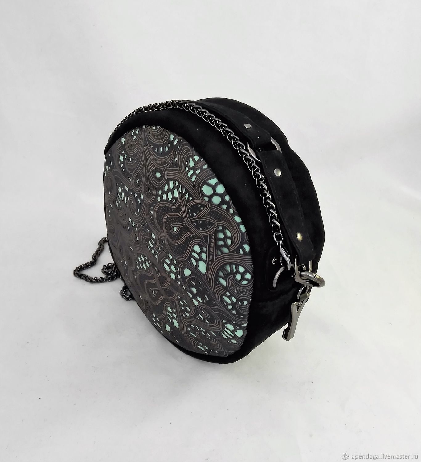 Round Black Suede Handbag Paola Online On Livemaster With Handbags Handmade Livemaster Round Black Suede Handbag Paola