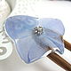 Wooden stud made of beech with Hydrangea flower Blue Silver, Hairpin, Taganrog,  Фото №1