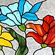 Flores en la vidriera de la ventana. Vitral Tiffany. El soldadas vidriera. Las flores, Stained glass, St. Petersburg,  Фото №1
