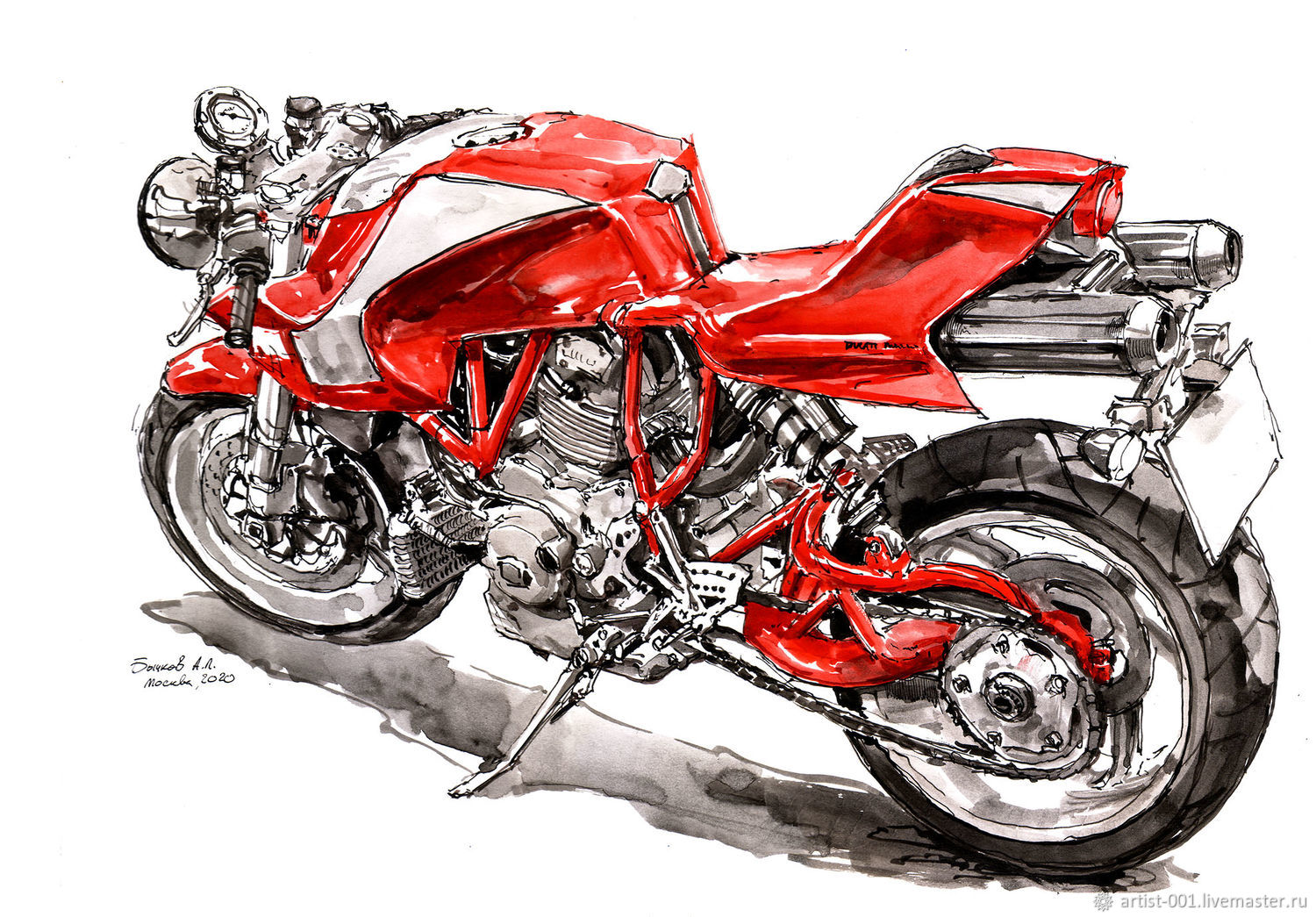 Full-scale drawing of a Ducati mh900 Evoluzione motorcycle, Pictures, Moscow,  Фото №1