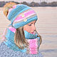 Set knitted women: double hat Snood ' Tenderness', Headwear Sets, Moscow,  Фото №1