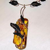 Necklace "Flower" with amber