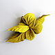 Leather brooch flower 'Lemon' yellow lemon gray mustard. Brooches. De-Si-Re. Online shopping on My Livemaster.  Фото №2