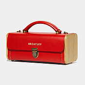 Red MOLLY bag - Women's bag made of red leather and wood