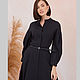 Black linen dress with stand-up collar. Dresses. molinialife. Online shopping on My Livemaster.  Фото №2