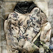 Платок шелковый с росписью "Пионы"