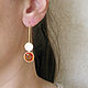 Orange earrings, long earrings, round thread earrings. Earrings. Irina Moro. My Livemaster. Фото №6