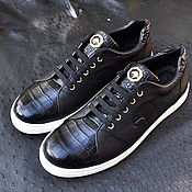 Обувь ручной работы handmade. Livemaster - original item Sneakers made of genuine crocodile leather and calfskin, in black!. Handmade.