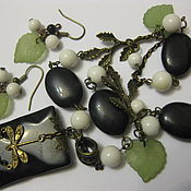 Украшения handmade. Livemaster - original item Necklace with pendant Black and white Natural stones. Handmade.