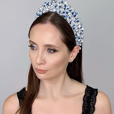 Кокошник ГЖЕЛЬ. . Русский стиль ручной работы - Ярмарка Мастеров Русский стиль ручной работы. Ярмарка Мастеров - ручная работа Кокошник ГЖЕЛЬ. Handmade.