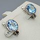 Silver earrings with natural topaz 12h10 mm, Earrings, Moscow,  Фото №1
