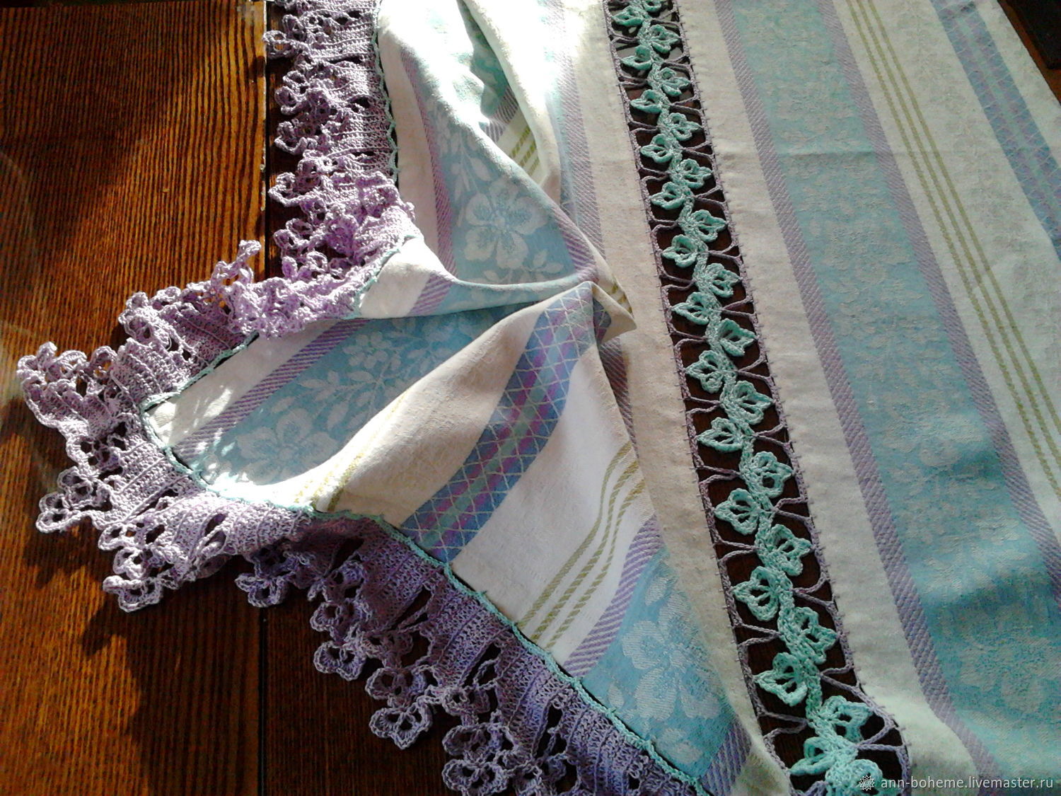 Чайная скатерть-салфетка "Гортензия",лен 100%,ручная работа. в интернет ...