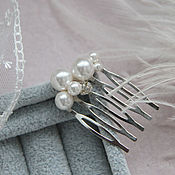 Свадебный салон handmade. Livemaster - original item Comb for the bride`s hairstyle - white ivory h06. Handmade.