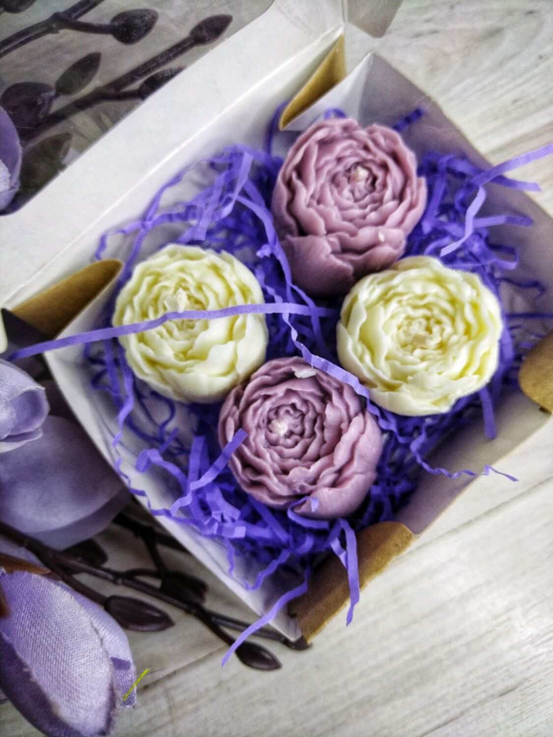 Набор свечей \"Пионы\" в интернет-магазине Ярмарка Мастеров по цене 500 ...