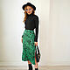 Zebra green skirt made of armani silk, satin midi skirt. Skirts. mozaika-rus. Online shopping on My Livemaster.  Фото №2