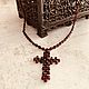 Роскошное колье из граната с крестом, огранка куб 4х4мм, Колье, Москва,  Фото №1