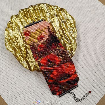 Украшения ручной работы. Ярмарка Мастеров - ручная работа Браслет "Маки". Handmade.
