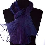 Аксессуары handmade. Livemaster - original item Scarf for women purple blue chiffon pressed silk. Handmade.