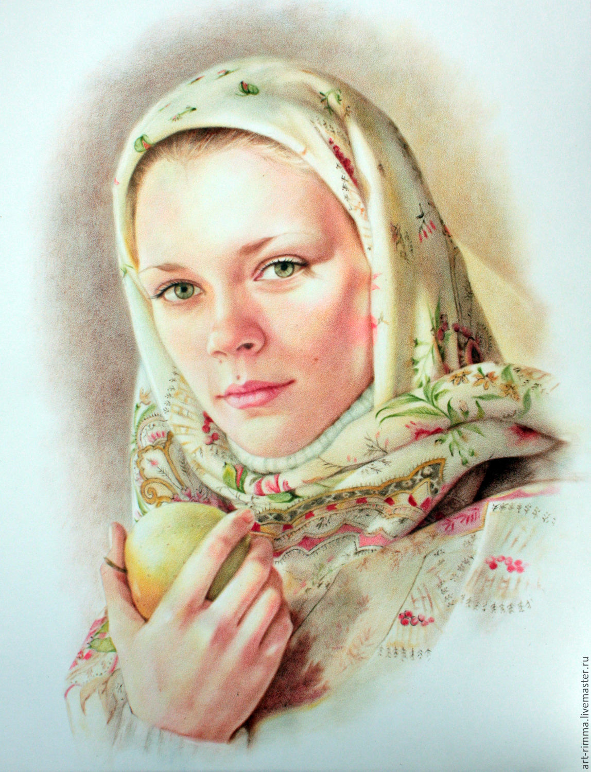 Портрет цветной в технике "сухая кисть", Картины, Москва,  Фото №1