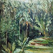 Картины и панно handmade. Livemaster - original item Bali oil painting 30 x 40 cm palm trees. Handmade.