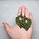 Green openwork earrings made of flax, light airy leaves large boho, Earrings, Orel,  Фото №1
