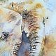 Order Somewhere in the Savannah watercolor Painting (brown gray elephants). Pastelena. Livemaster. . Pictures Фото №3