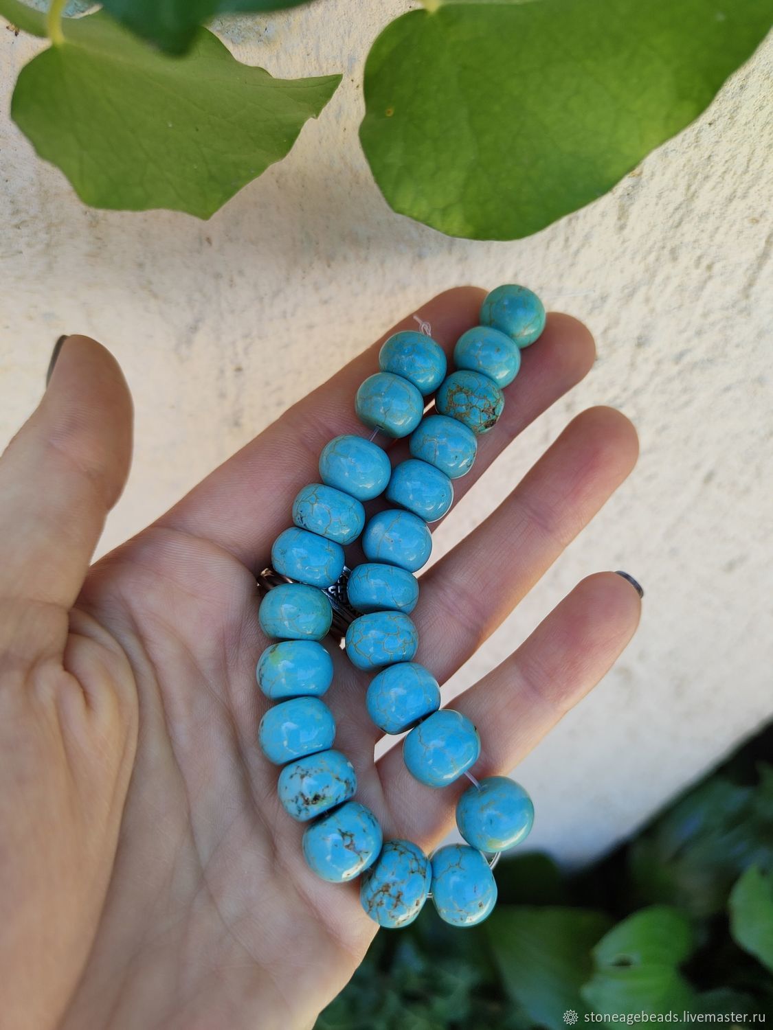 Нить бусин имитация бирюзы рондели купить в интернет-магазине Ярмарка ...