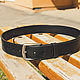 Men's leather double-layer belt with stitching, Straps, Volzhsky,  Фото №1