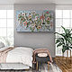 Pastel blue texture painting with flowers in the bedroom. Pictures. Vereskaa. Online shopping on My Livemaster.  Фото №2