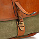 Briefcase made of leather and tarpaulin 'Crocker' (brown with green). Brief case. Russian leather Guild. My Livemaster. Фото №6