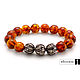 Men's and women's bracelet made of Baltic amber with silver charms, Bead bracelet, Moscow,  Фото №1