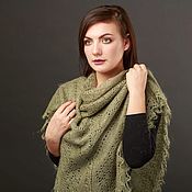 Аксессуары handmade. Livemaster - original item Khaki down scarf (green). Handmade.