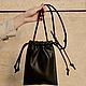 Кожаная сумка кисет черная. Сумка через плечо. AUGUST BAGS. Ярмарка Мастеров.  Фото №4