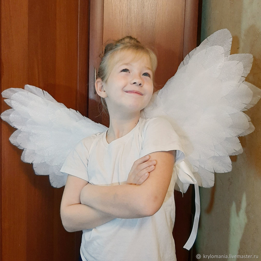 Костюм Ангела с Крыльями для Детей, белый | Angel Costume with Wings for Children