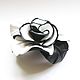 Order Brooch flower leather rose Contrast black - and-white. De-Si-Re. Livemaster. . Brooches Фото №3