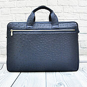 Сумки и аксессуары handmade. Livemaster - original item Classic bag made of genuine ostrich leather, in dark blue color!. Handmade.