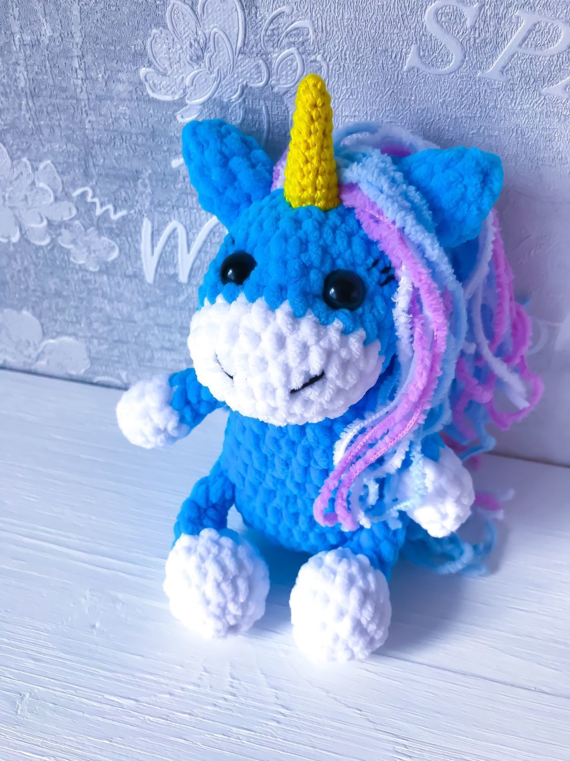 Вязаный плюшевый единорог игрушка подарок для девочки купить в интернет ...
