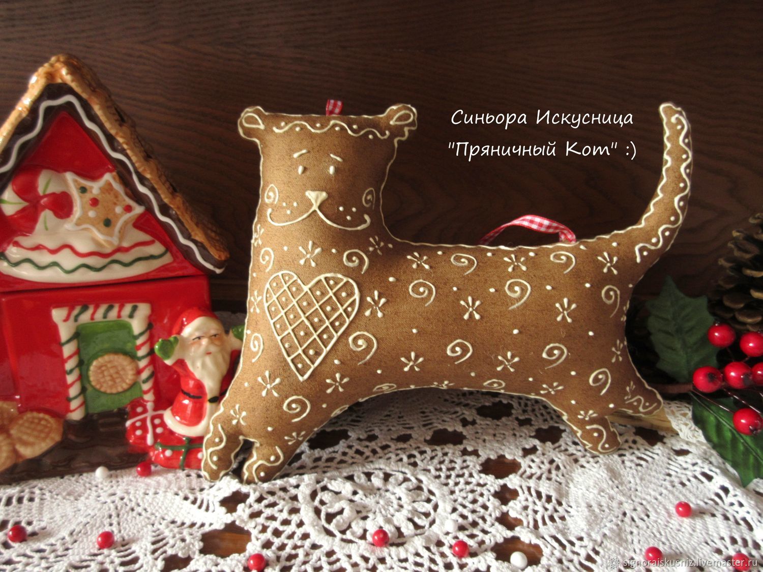 ÐÐ¾Ð²Ñ‹Ð¹ Ð³Ð¾Ð´ 2019 handmade Livemaster handmade Buy Textile Gingerbread Cat Christmas toy