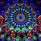 Luminous psychedelic canvas 'Cosmic monks gathering». Interior elements. Fractalika. My Livemaster. Фото №7