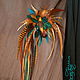 Emerald-honey brooch made of feathers with ammonite, Brooches, Moscow,  Фото №1