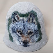 Дача и сад handmade. Livemaster - original item Felt hat for a bath with a wolf. Handmade.