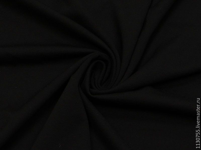 Ткань трикотаж джерси черный 310г/кв.м, Ткани, Москва,  Фото №1