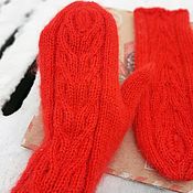 Аксессуары handmade. Livemaster - original item Mittens: Red Winter Mohair Mittens Size 6.5-7 Warm Gift. Handmade.