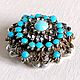 Openwork crystals turquoise brooch, Vintage brooches, St. Petersburg,  Фото №1