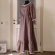 Loose linen dress in peasant style brown melange. Dresses. pugovkino delo (Pugovkino-delo). My Livemaster. Фото №5