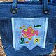 Сумка текстильная с вышивкой "Розовая рыба", Классическая сумка, Тольятти,  Фото №1
